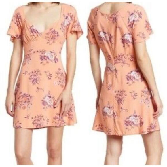 Abound Skater Dress Floral Pattern Zip Closure Short Sleeve Multicolor W XS NWT - Picture 1 of 10